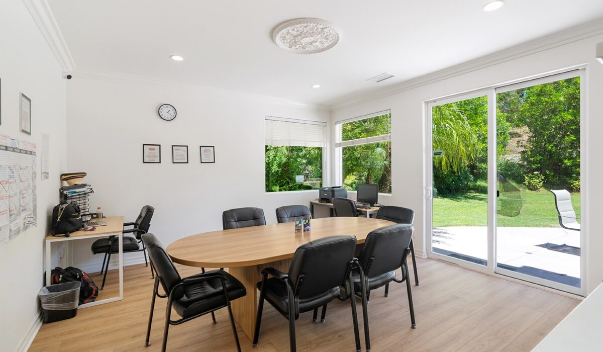 Office area with a table