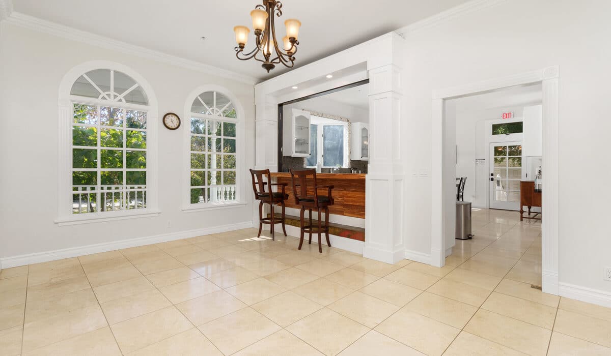 Two chairs at a kitchen counter