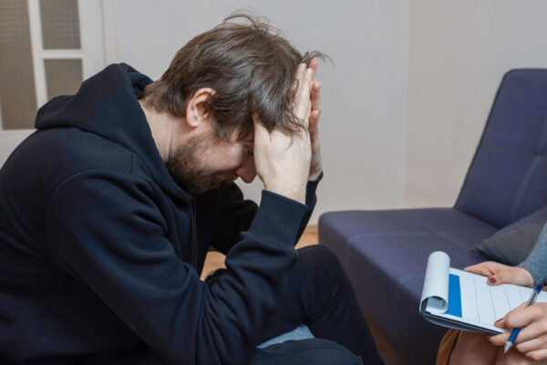  man with his problems at a consultation on a cbt therapy